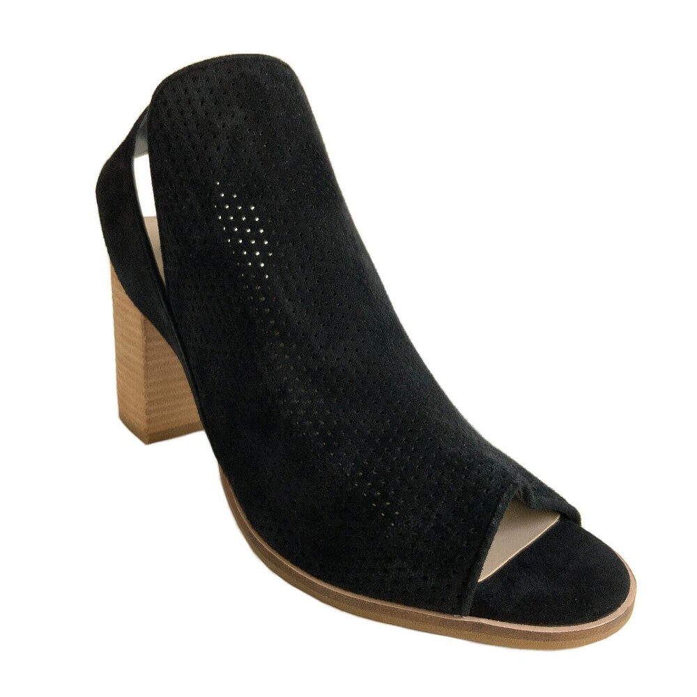 Cole Haan Leather Perforated Bootie Sling-back Block Heel Black 9